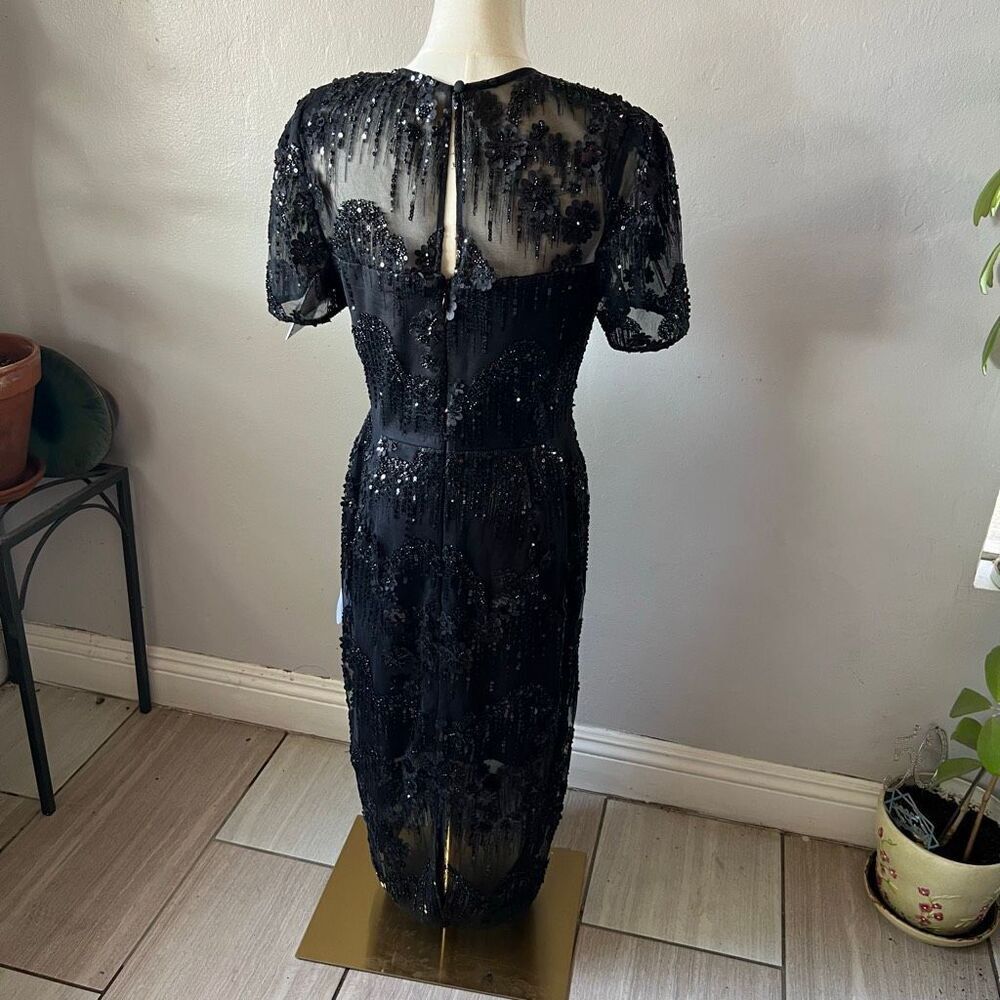 Dress the Population Lia midi cocktail dress features a sheer mesh overlay decor - Picture 2 of 16